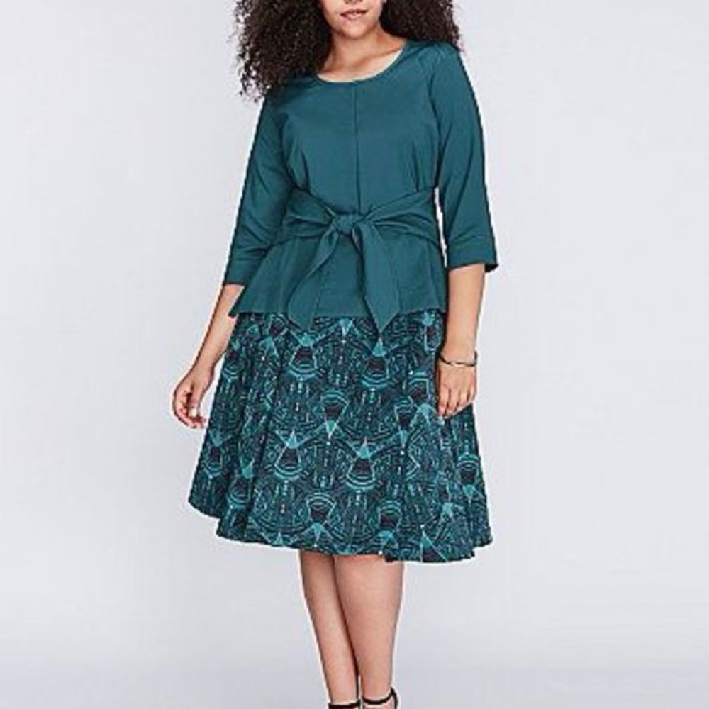 MELISSA MCCARTHY SEVEN7 Teal 3/4 Length Sleeve Tie Waist Top 4X